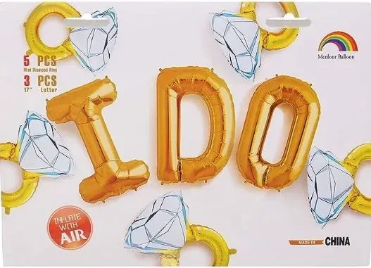 مجموعة بالونات كلمة " i do " و 5 بالونات دبله ديكورات بلالين خطوبه